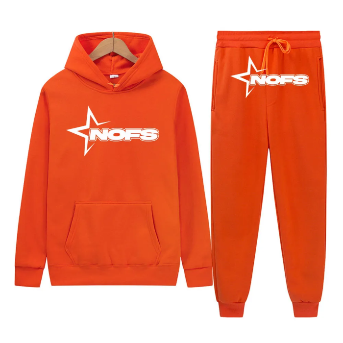 White Bright Star Print Sweatshirt Sweatpants Set
