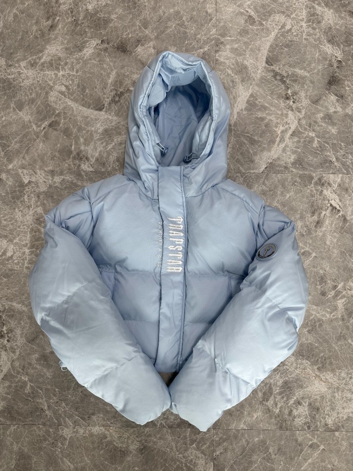 1:1 quality version Short Ice Blue Down Jacket for girls