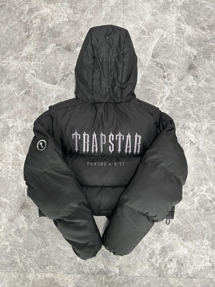 1:1 quality version Short Black Hooded Down Jacket for girls