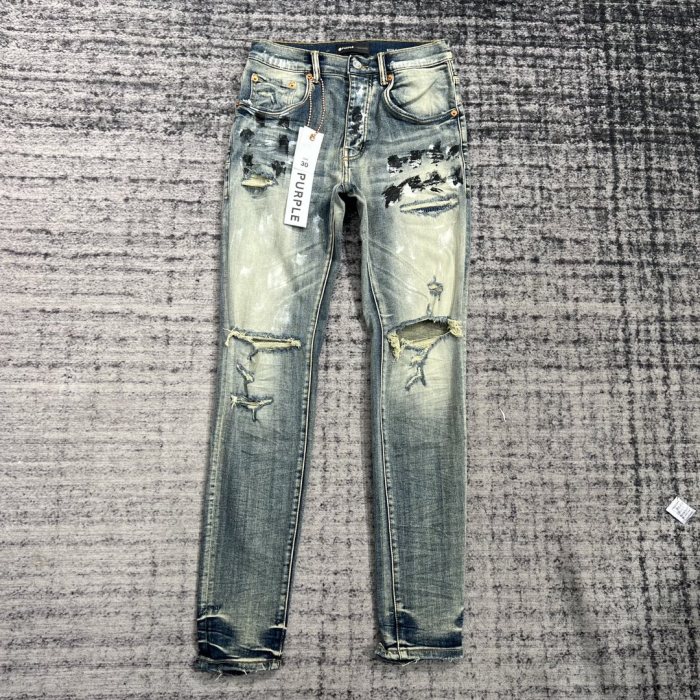 1:1 quality version Anti Old Slim Fit Black Stamped Jeans