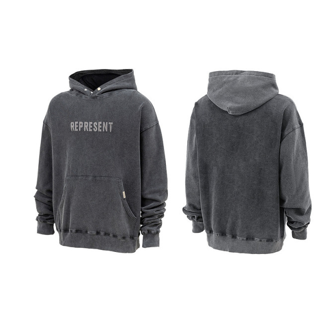 Monogrammed Washed Print Hoodie