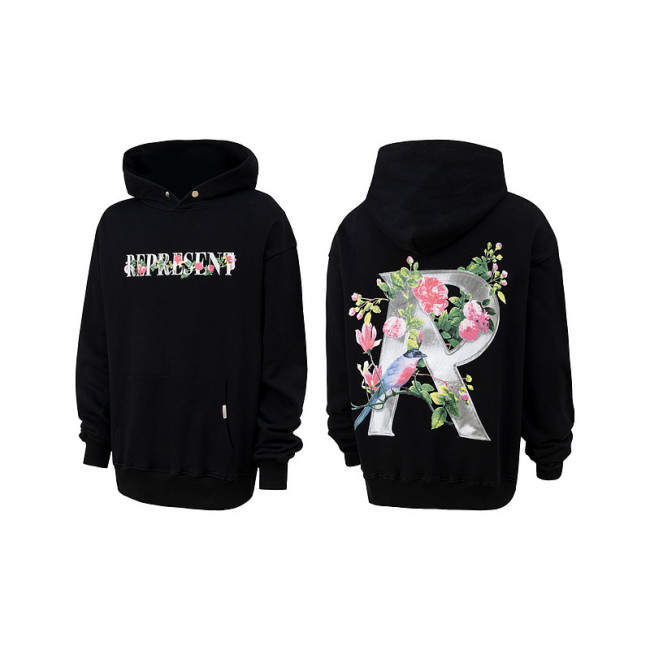 Flower & Steel Frame Printed Hoodie 2 colors