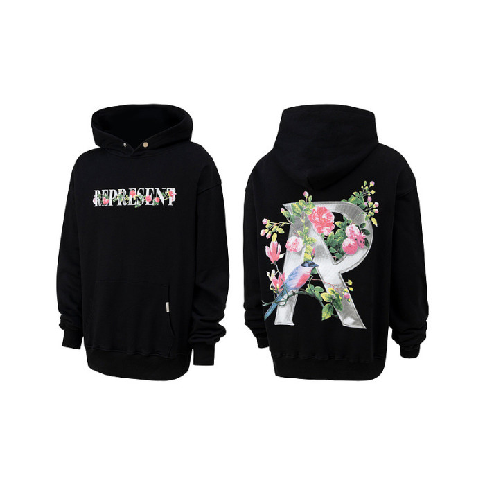 Flower & Steel Frame Printed Hoodie 2 colors