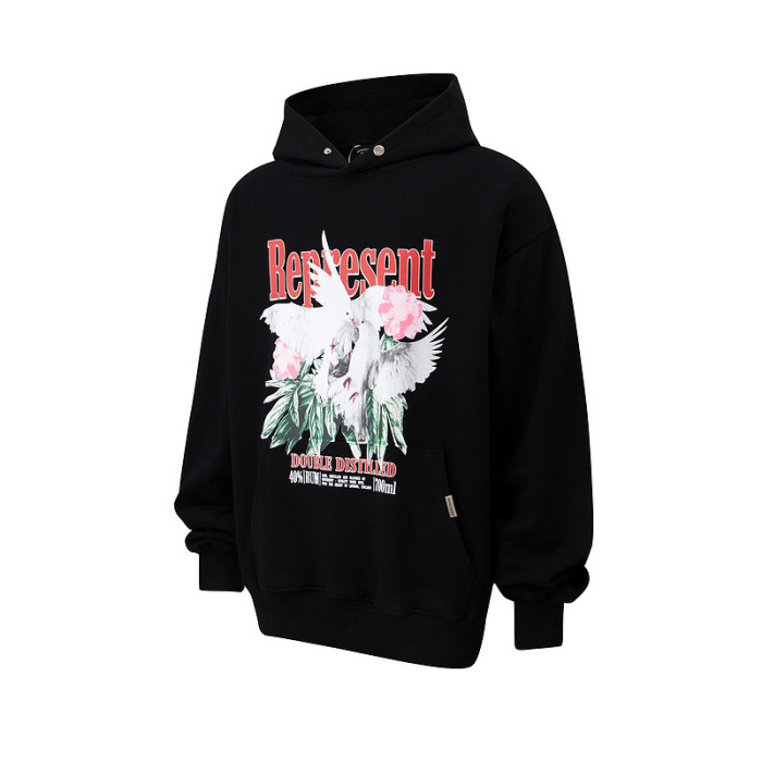 Dove and Flower Print Hoodie 2 Colors