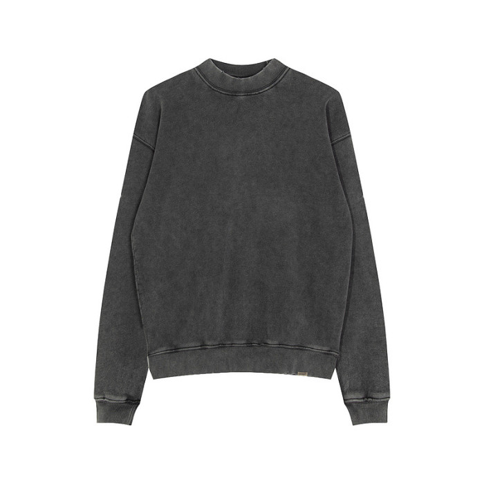 High street washed crew neck pullover hoodie
