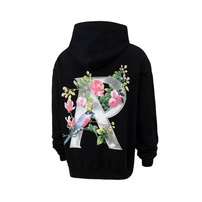 Flower & Steel Frame Printed Hoodie 2 colors
