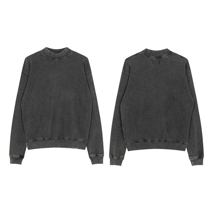 High street washed crew neck pullover hoodie