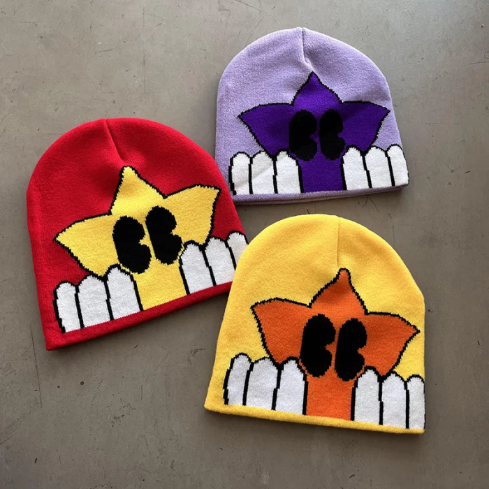 [buy more save more]Big eyes five-pointed star chunky cold hat 8 colors