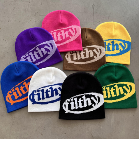 Cartoon letters creative knitted beanie 8 colors