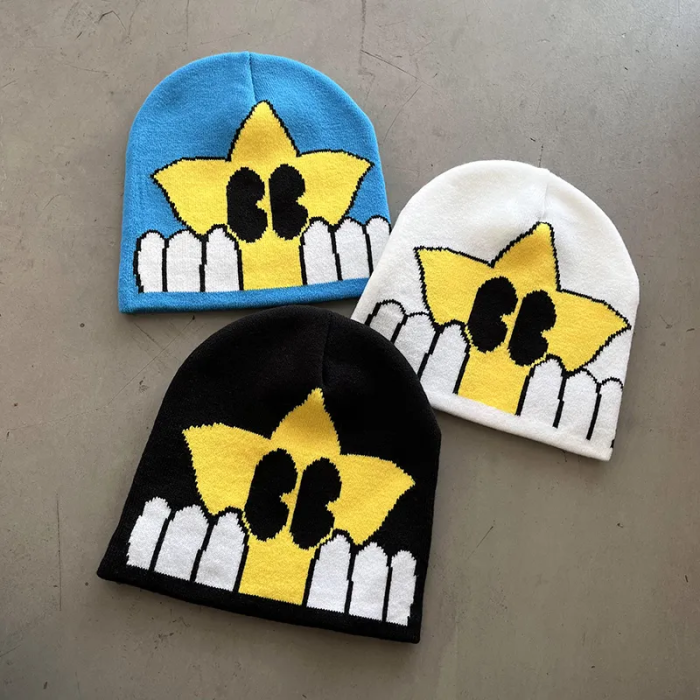[buy more save more]Big eyes five-pointed star chunky cold hat 8 colors