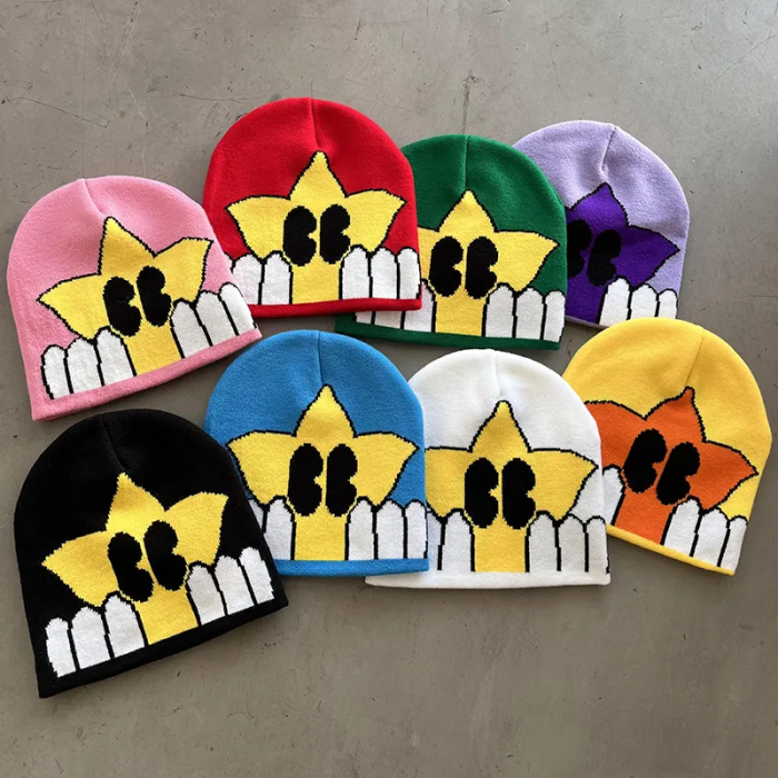 [buy more save more]Big eyes five-pointed star chunky cold hat 8 colors