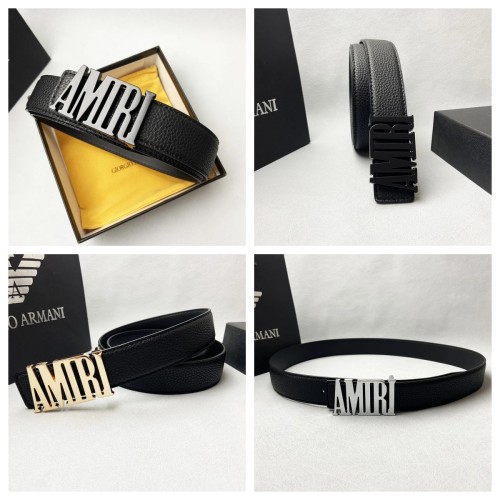 Buckle Lychee Pattern Belt with Capital Letters