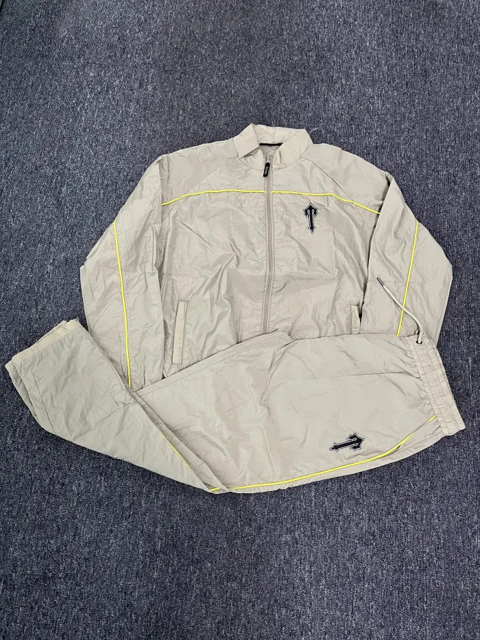 1:1 quality version Khaki Embroidered Jacket  Set