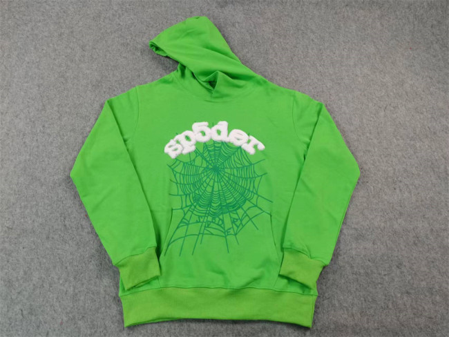 Young Thug Sp5der-White letters green hoodie