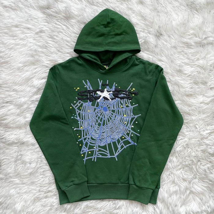 Spider Web White Star English Print Sweatshirt Hoodie