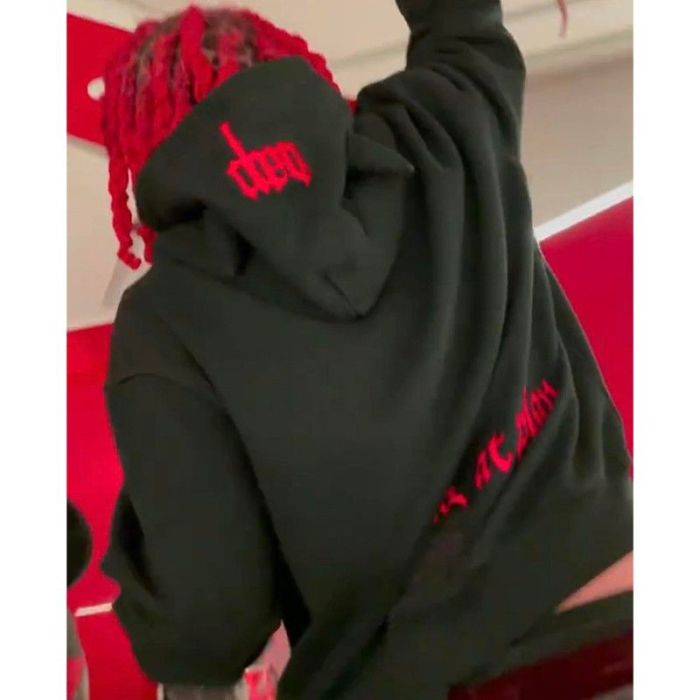 Black and Red Devil's Tail Embroidered Sweatshirt Hoodie