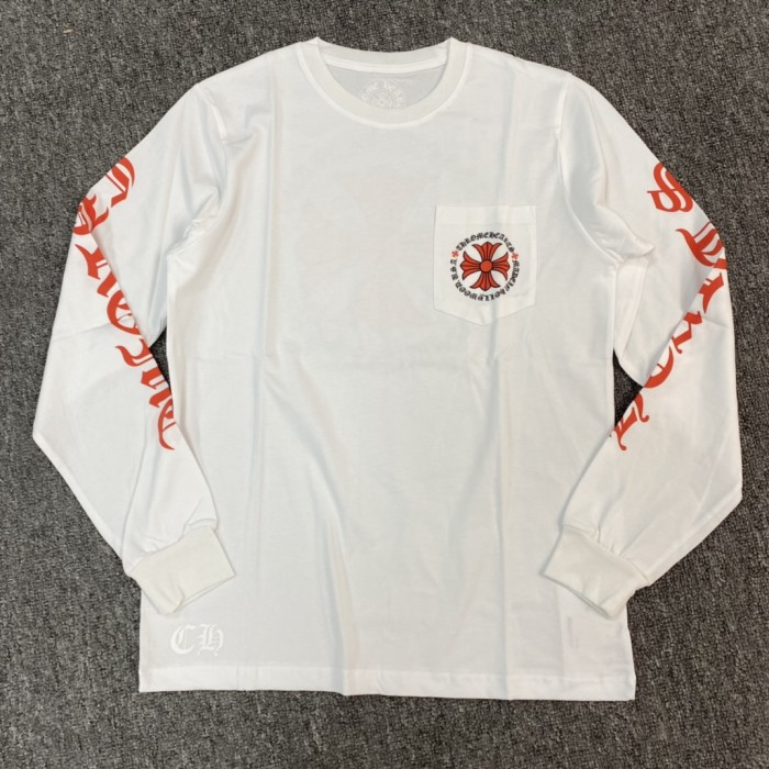 1:1 quality version Circle Red Cross Sanskrit Long Sleeve Tee 2 Colors