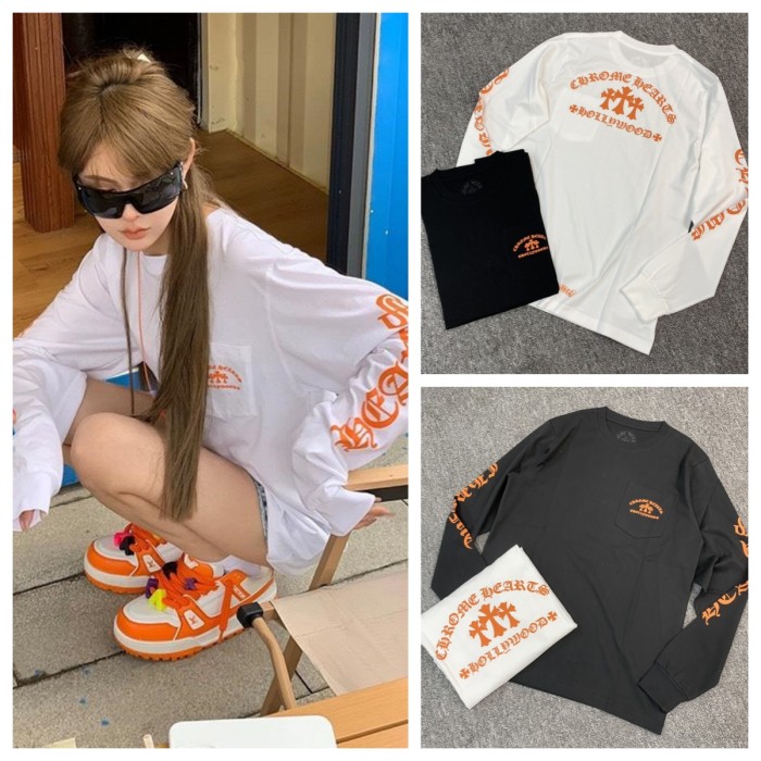 1:1 quality version Orange Sanskrit Cross Printed T-Shirt 2 Colors