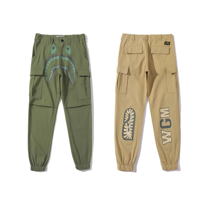 Shark's Head Multi-Pocket Printed Work Pants 2 colors