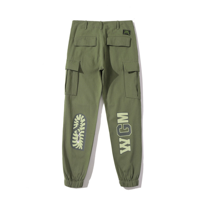 Shark's Head Multi-Pocket Printed Work Pants 2 colors