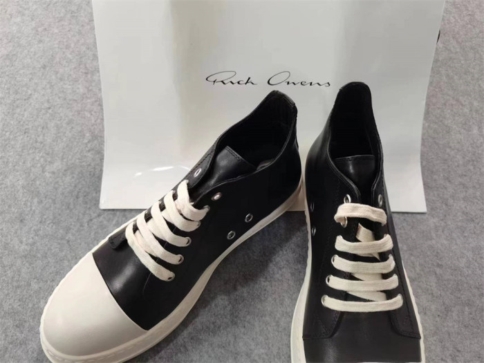 [buy more save more]Rick 0wens canvas leather hi sneaker shoes [This pair of shoes needs to be made to order Custom made time is about 10 days]