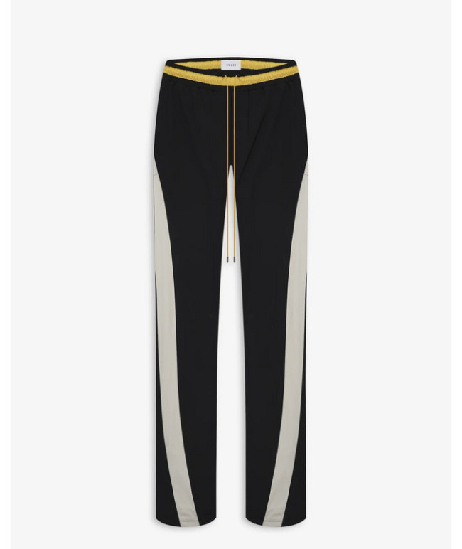 Black and White Spliced Drawstring Casual Pants