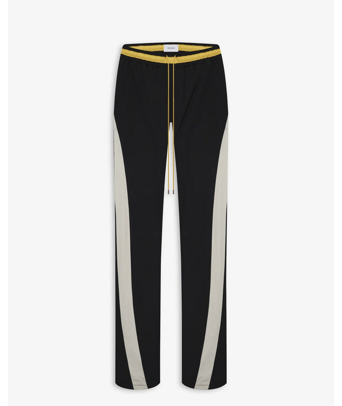 Black and White Spliced Drawstring Casual Pants