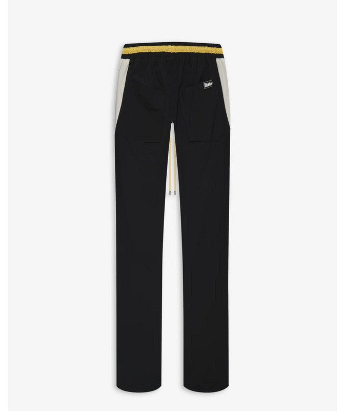 Black and White Spliced Drawstring Casual Pants