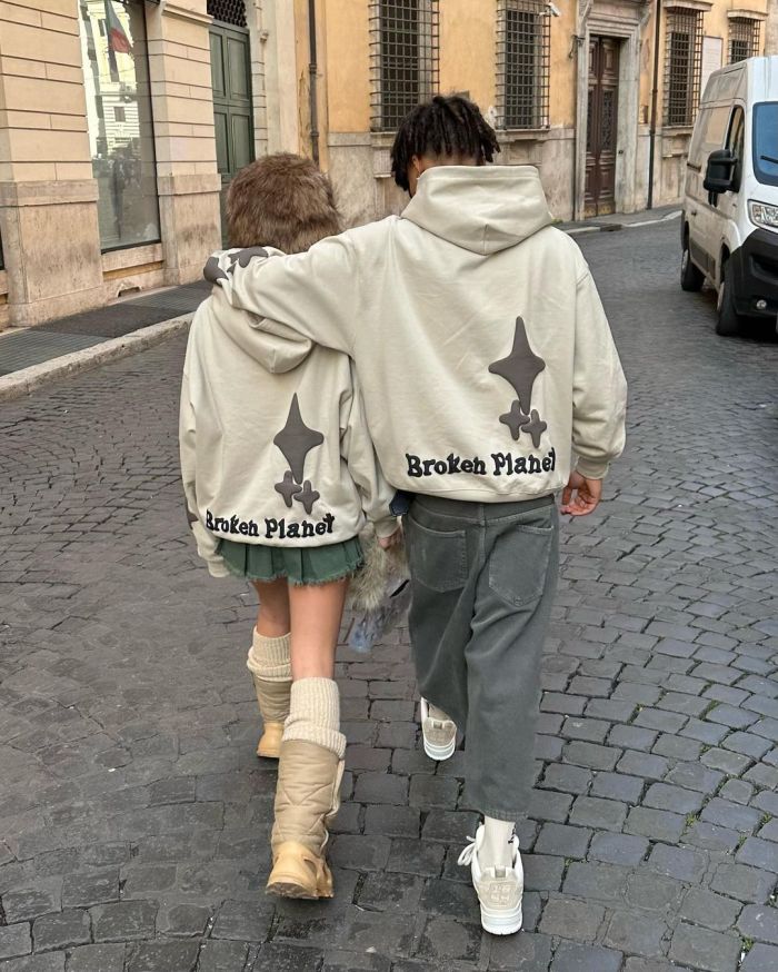 Classic Beige Not Alone Printed Foam Sweatshirt Hoodie