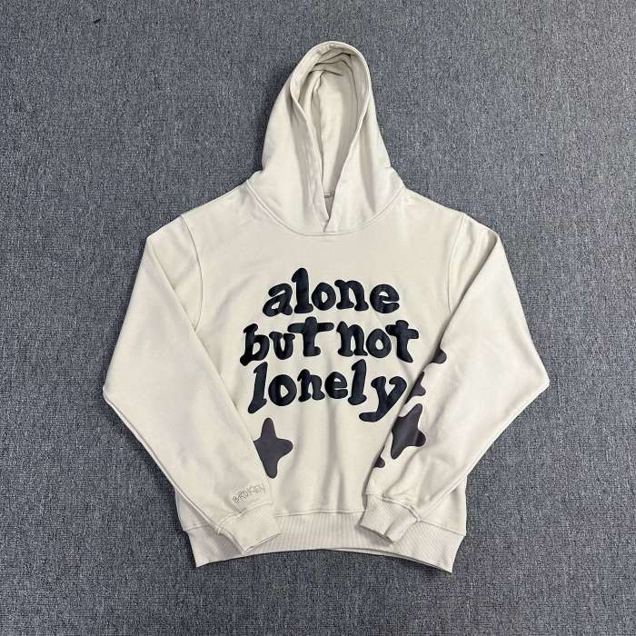 Classic Beige Not Alone Printed Foam Sweatshirt Hoodie