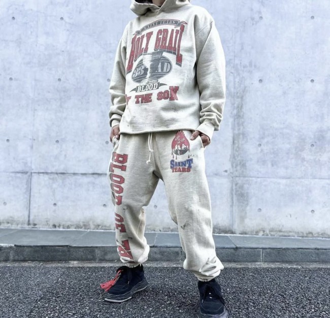 [buy more save more]Big 4 Washed and Aged Two Side Pattern Printed Sweatpants 2 colors
