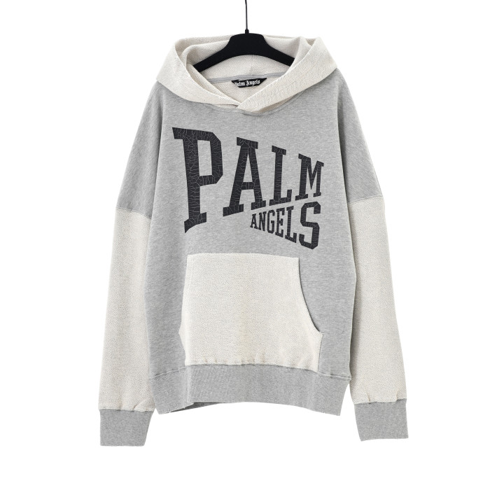 Art Monogram Two Color Patchwork Print Hoodie