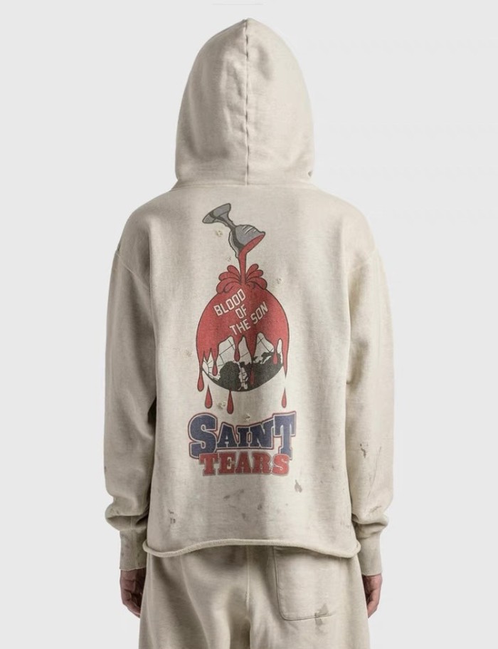 Big Four Washed and Aged Two Side Pattern Print Hoodie 2 colors