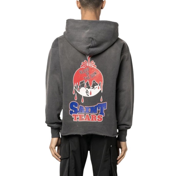 Big Four Washed and Aged Two Side Pattern Print Hoodie 2 colors