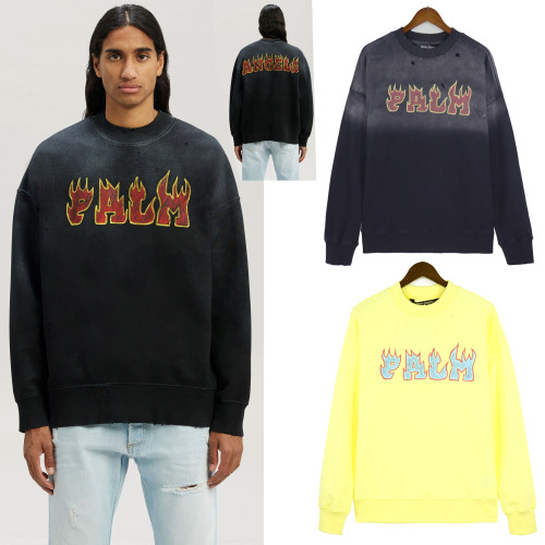 High Street personality Flame monogram print hoodie 2 colors