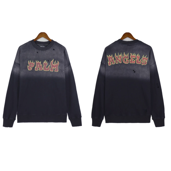 High Street personality Flame monogram print hoodie 2 colors