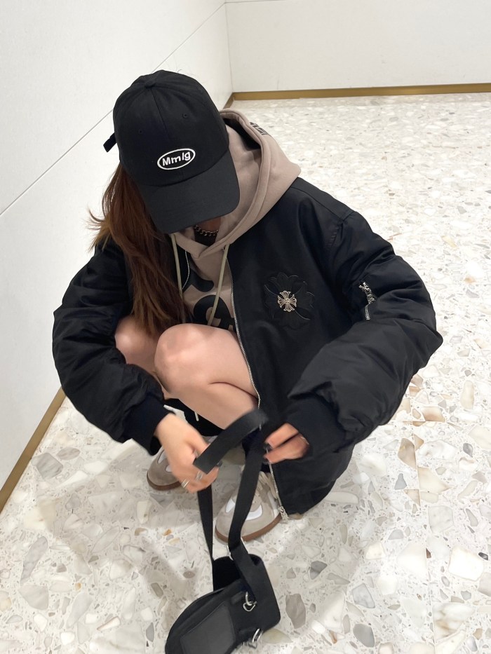 [buy more save more] Cross leather padded baseball jacket