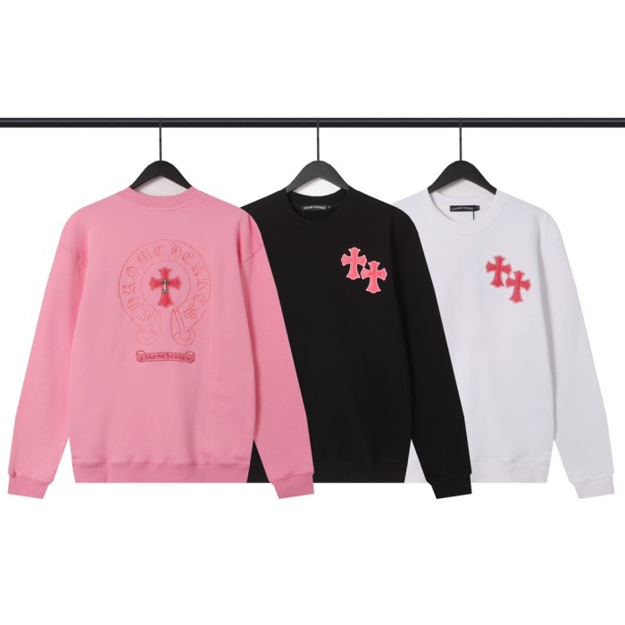 Heavy duty metallic embroidered crew neck sweater 3 colors