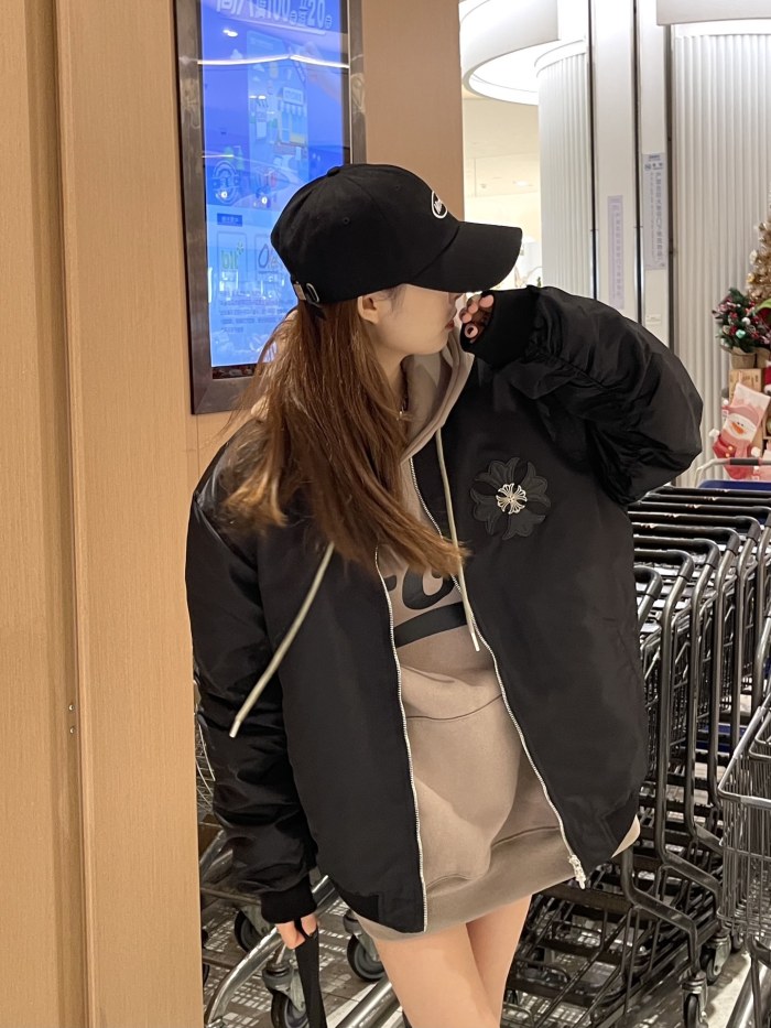 [buy more save more] Cross leather padded baseball jacket