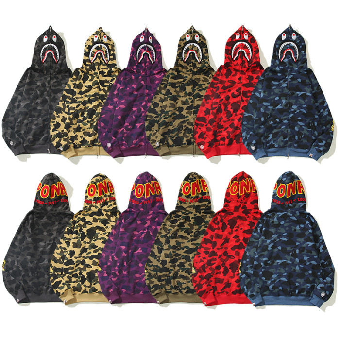 Shark Camouflage Zipper Hooded Jacket 6 colors