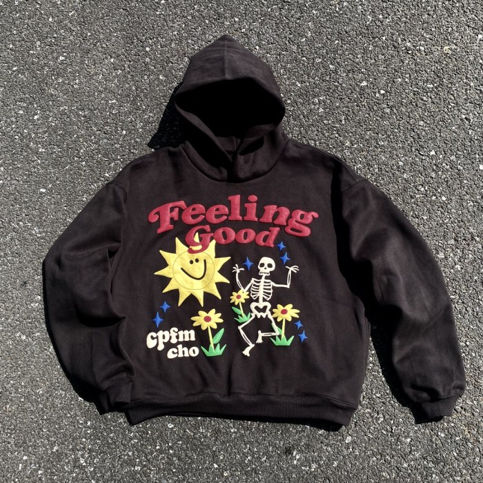 Happy Imp foam printed fleece hoodie
