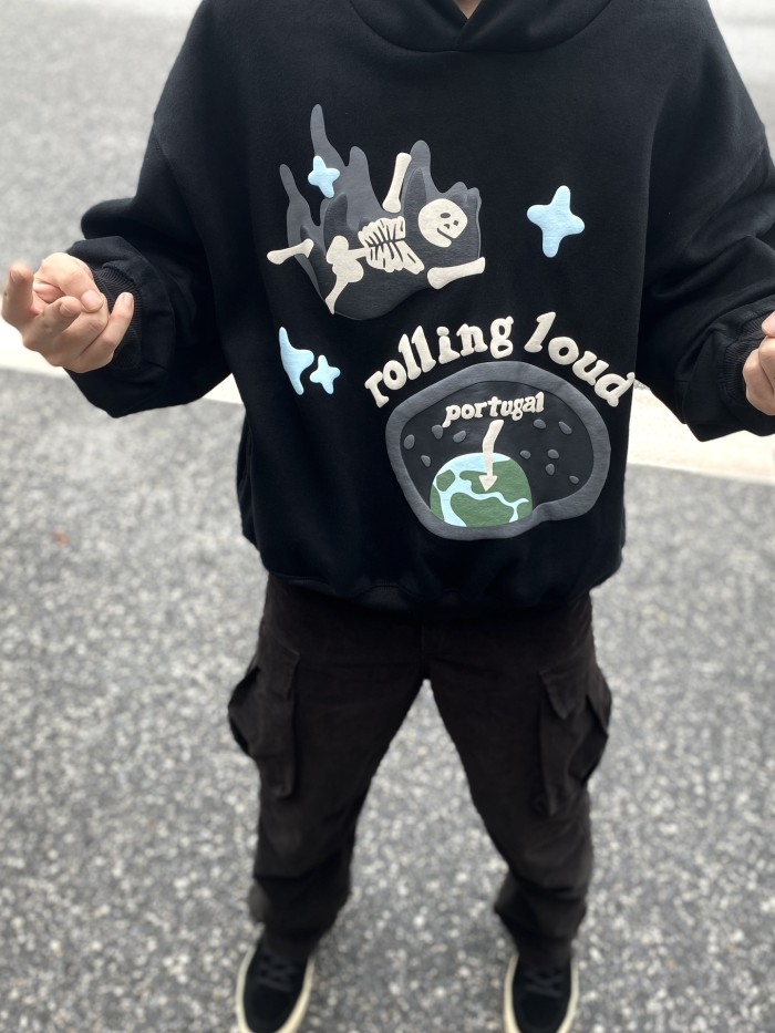 Rock music foam three-dimensional printed hoodie