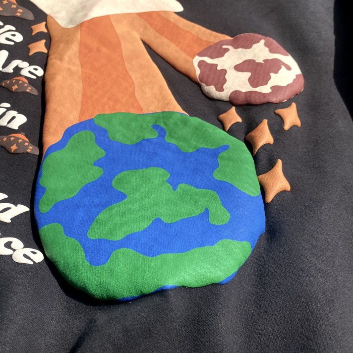 Mars and Earth foam three-dimensional print hoodie