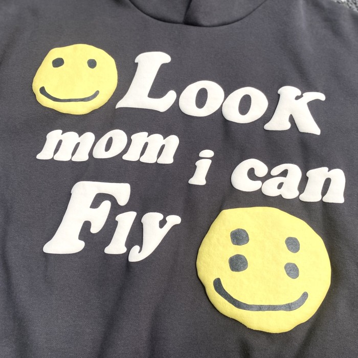 Smiley face letter foam three-dimensional hoodie
