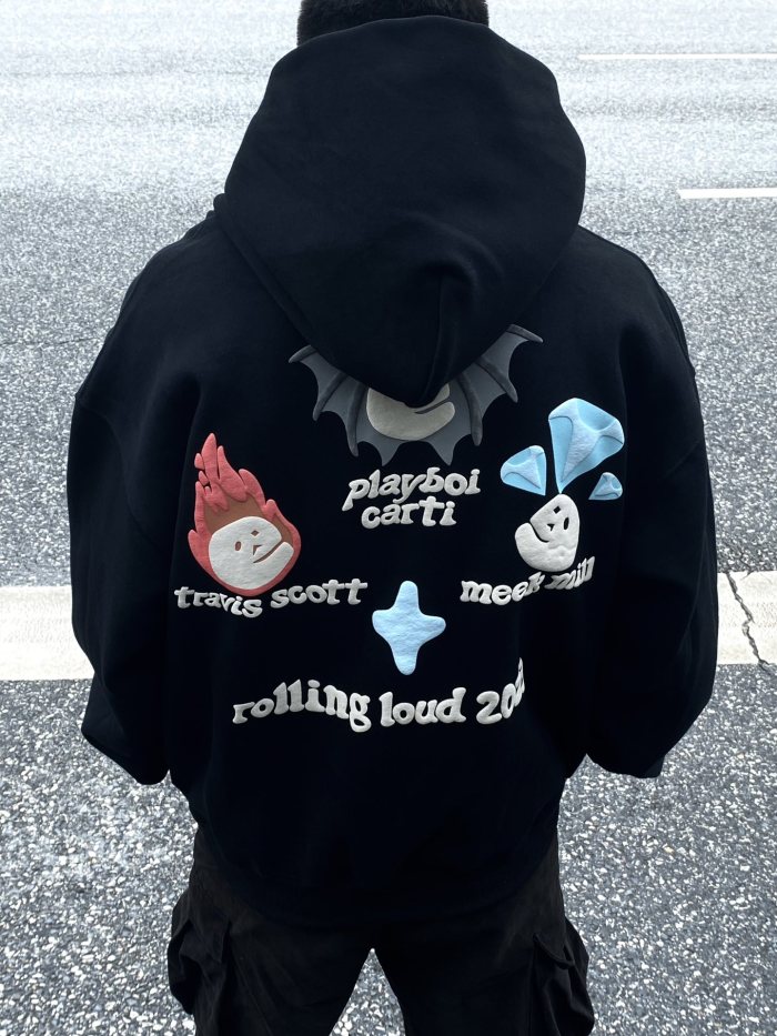Rock music foam three-dimensional printed hoodie