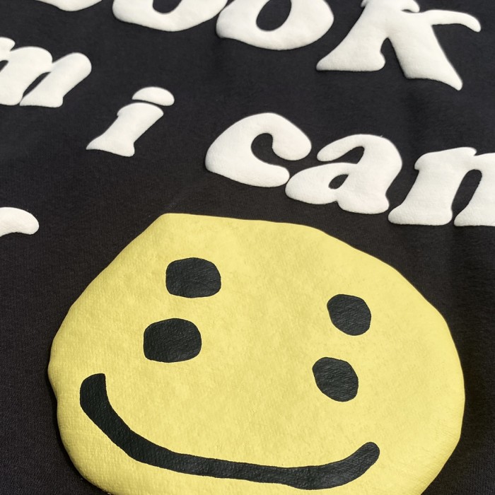 Smiley face letter foam three-dimensional hoodie