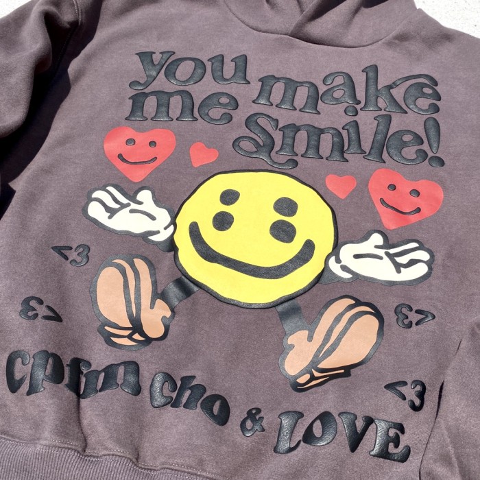 Love smiley face foam three-dimensional printed hoodie