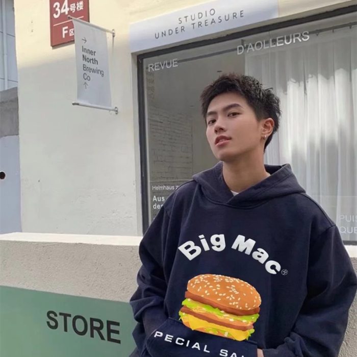 Foam letter hamburger hoodie