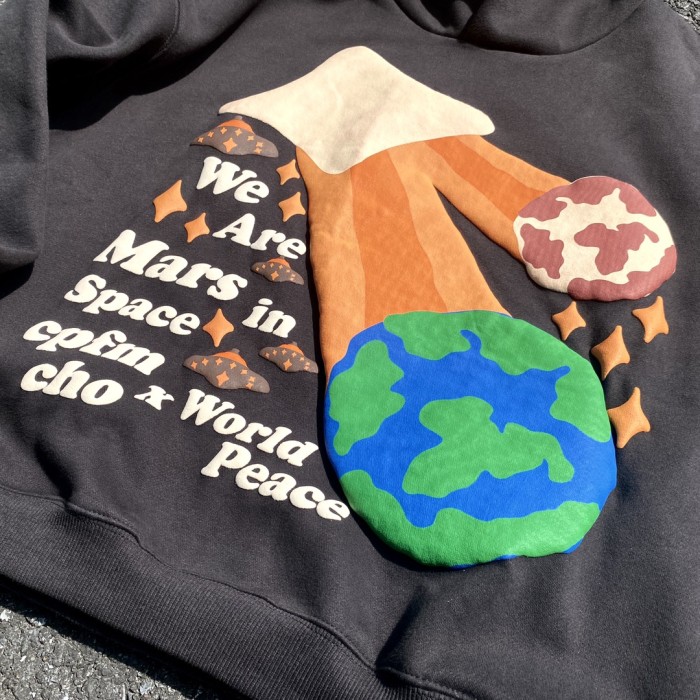Mars and Earth foam three-dimensional print hoodie