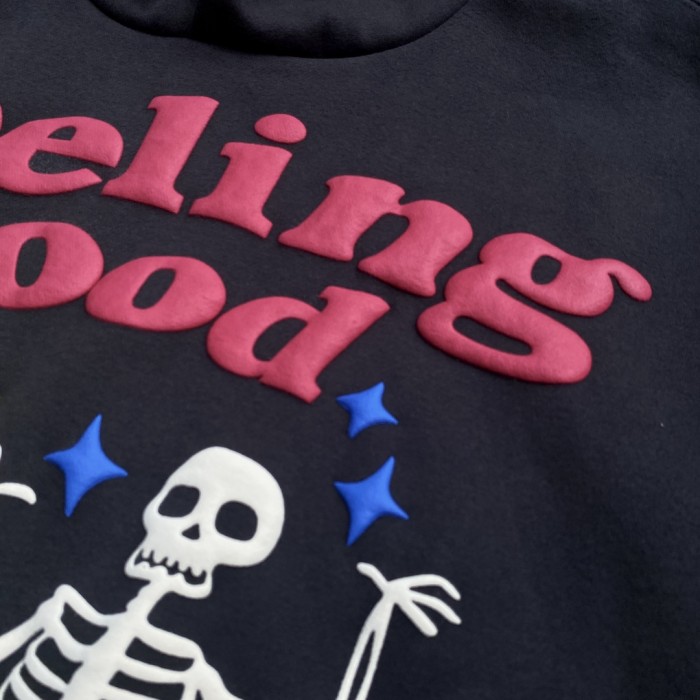 Happy Imp foam printed fleece hoodie